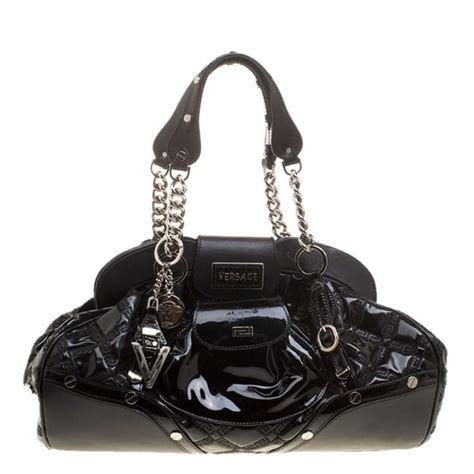 versace black patent leather handbag chain strap e bay|2,800 + results for versace handbag black .